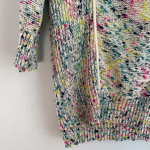Plenty by Tracy Reese Rainbow Confetti slub scoop neck  3/4 sleeve sweater sz S - Picture 4 of 8